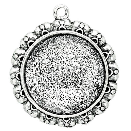 x1 Pendentif support cabochon 20 mm – Métal argenté vieilli