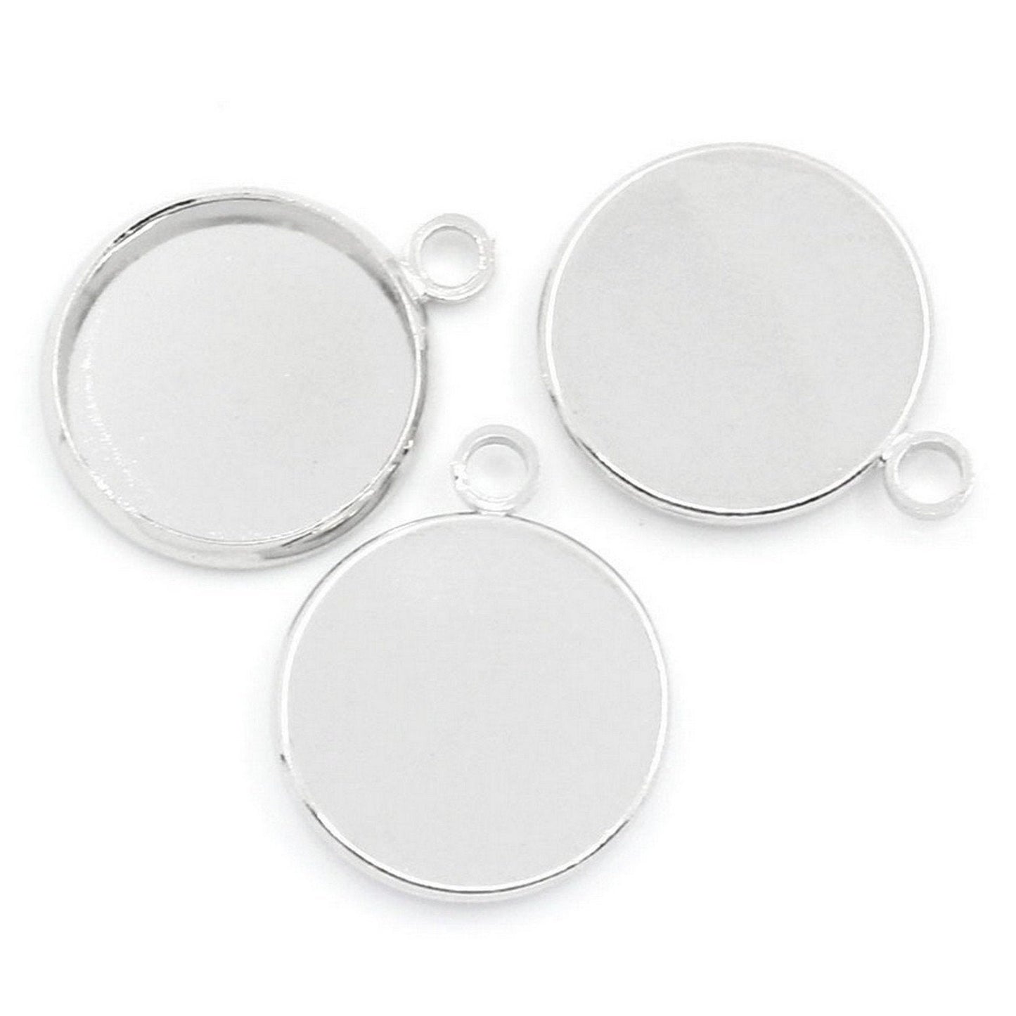 x1 Pendentif support cabochon 16 mm – Métal argenté