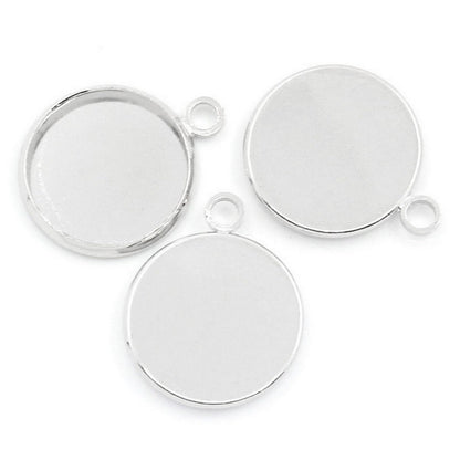 x1 Pendentif support cabochon 16 mm – Métal argenté