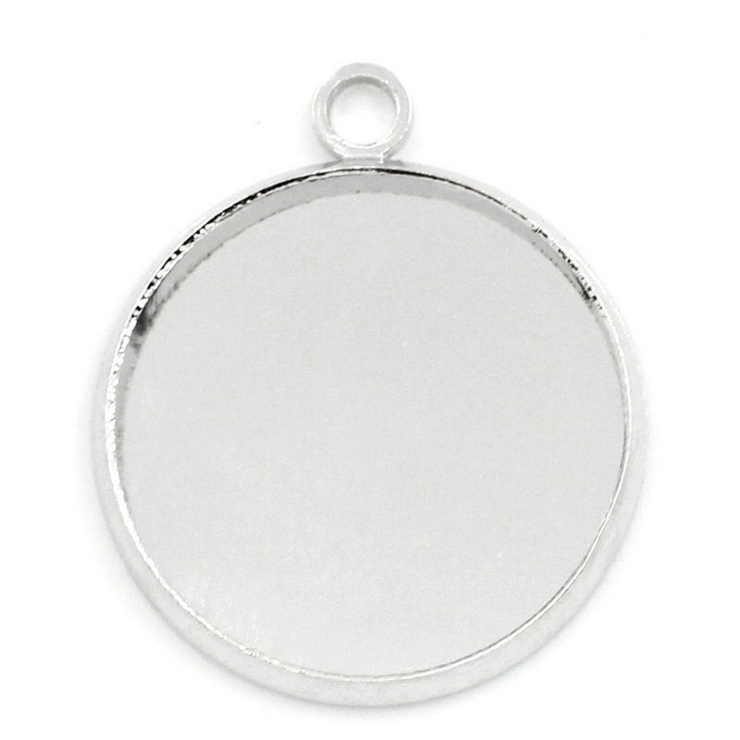 x1 Pendentif support cabochon 18 mm – Métal argenté