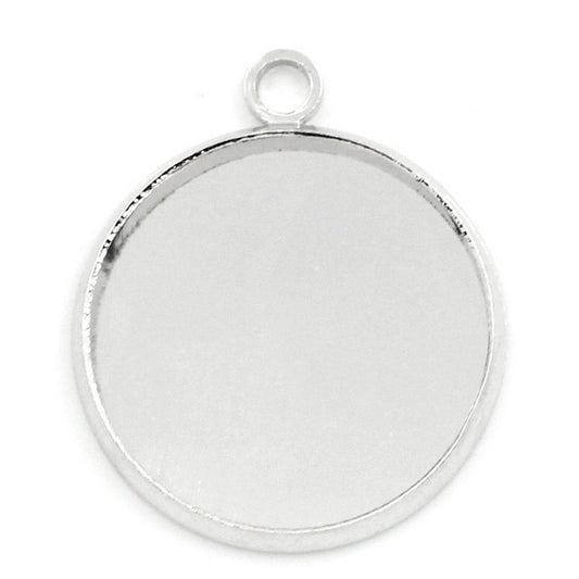 x1 Pendentif support cabochon 18 mm – Métal argenté