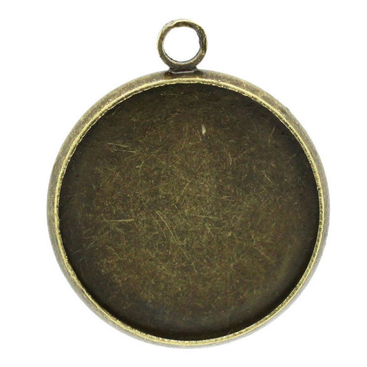 x1 Pendentif support cabochon 18 mm – Métal bronze