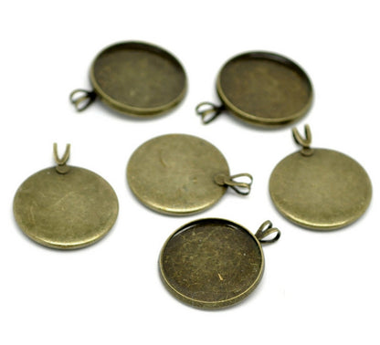 x1 Pendentif support cabochon 20 mm – Métal bronze