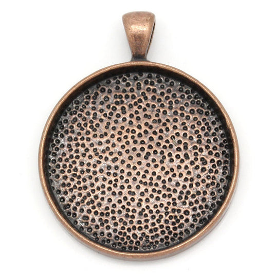 x1 Pendentif support cabochon 30 mm – Métal cuivre