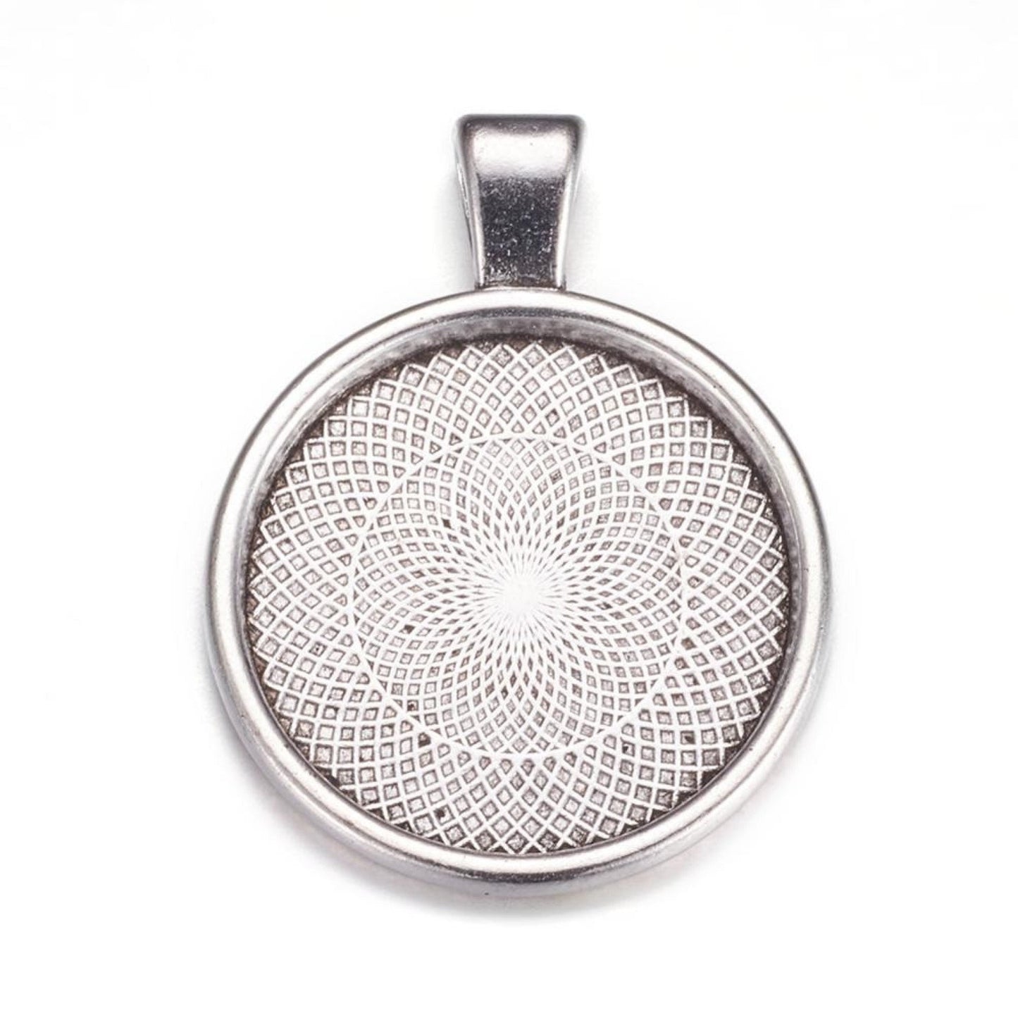 x1 Pendentif support cabochon 25 mm – Métal argenté vieilli