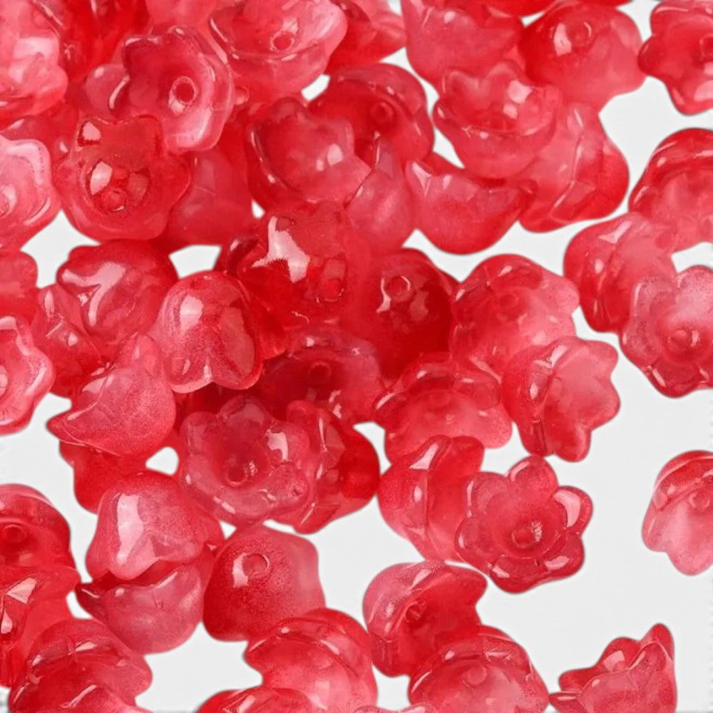 x20 Perles en Verre Peintes – Motif Fleur – 11,5mm