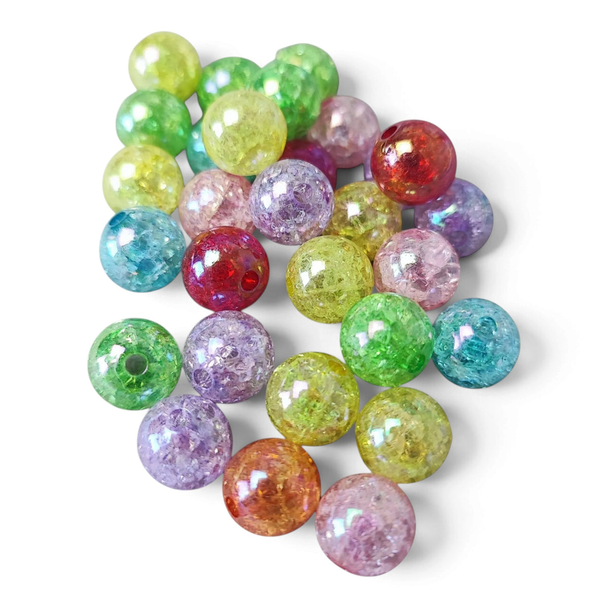 Perles rondes en acrylique transparent craquelé – 9,5, 12 ou 13,5 mm