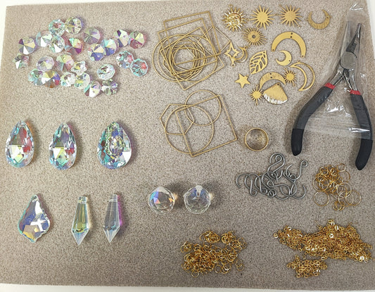 Kit créatif Attrapes Soleil – Lune, Soleil et Étoiles – Doré (≈10 créations)