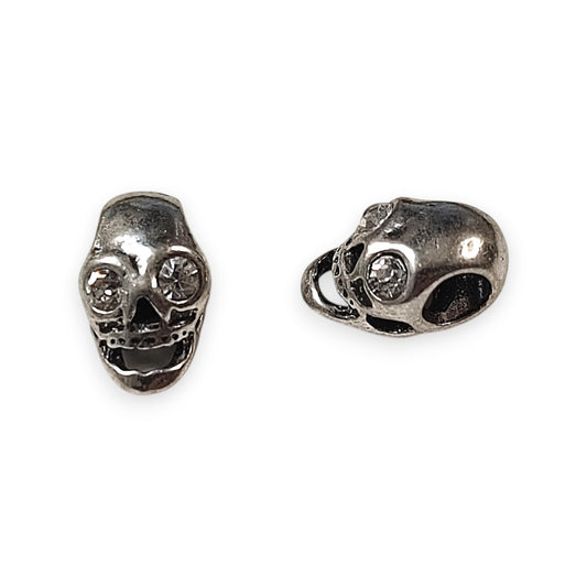 x2 Perles Charm Européen – Tête de Mort Cristal – 14x9 mm